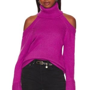 Lovers and Friends Turin Backless Turtleneck Pullover in Bright Purple